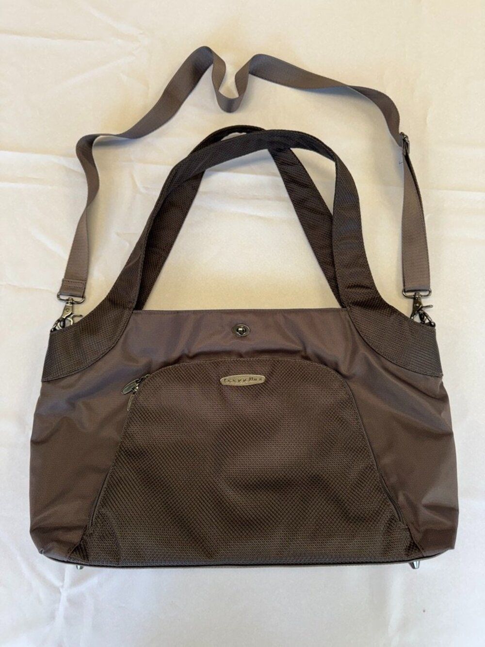 Baggallini Large Travel Tote Crossbody Strap Multi Compartment Grey